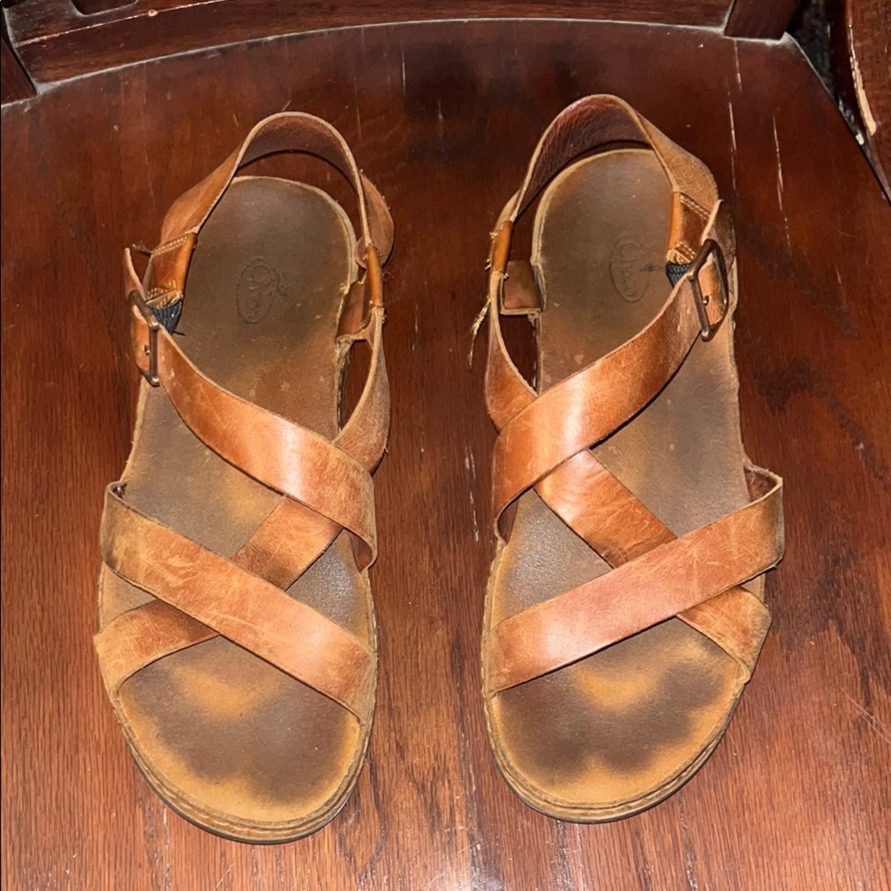 Chaco Wayfarer Women’s Rust leather Sandals, Size 9